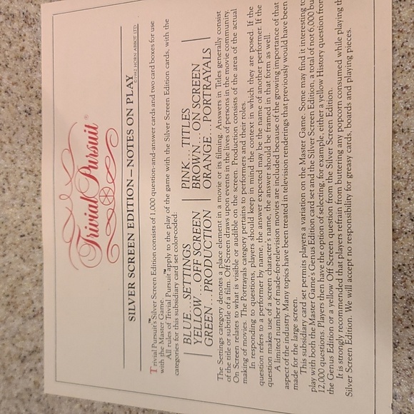 GAME Trivial Pursuit - Silver Scree Edition to use with Master game Vintage 1981 - Picture 3 of 7
